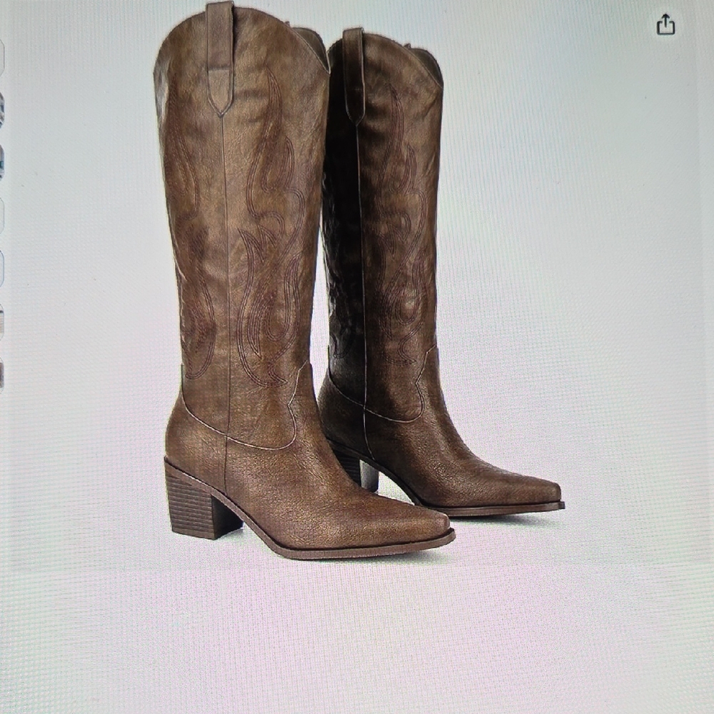Women's Tall Western Heeled Boots in Brown